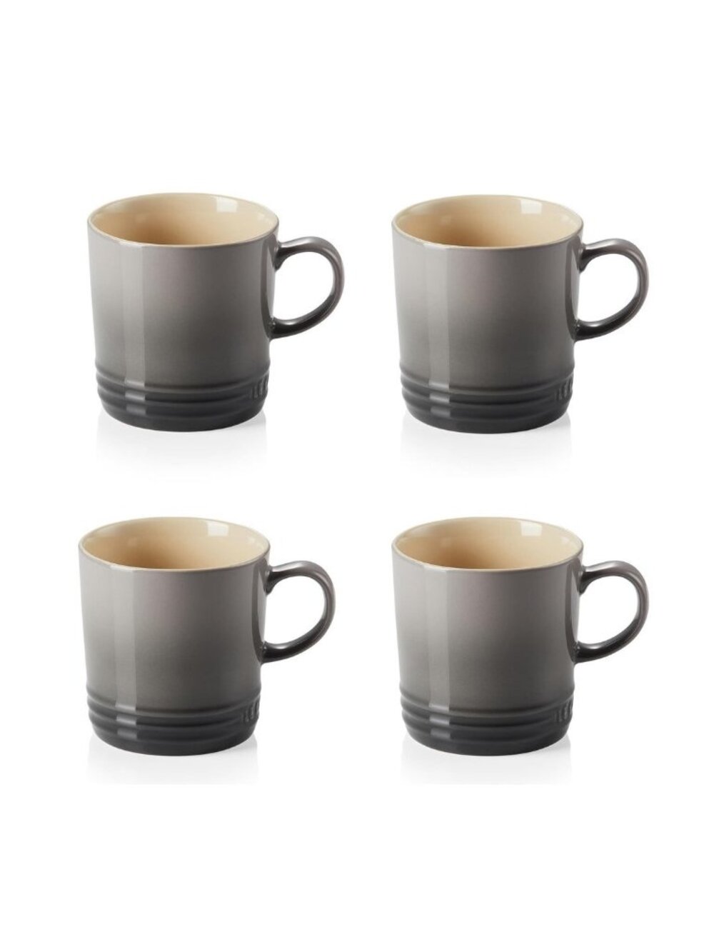 LE CREUSET Set of London Coffee Mugs - Coffee Cups - 12 oz Flint Grey NWT